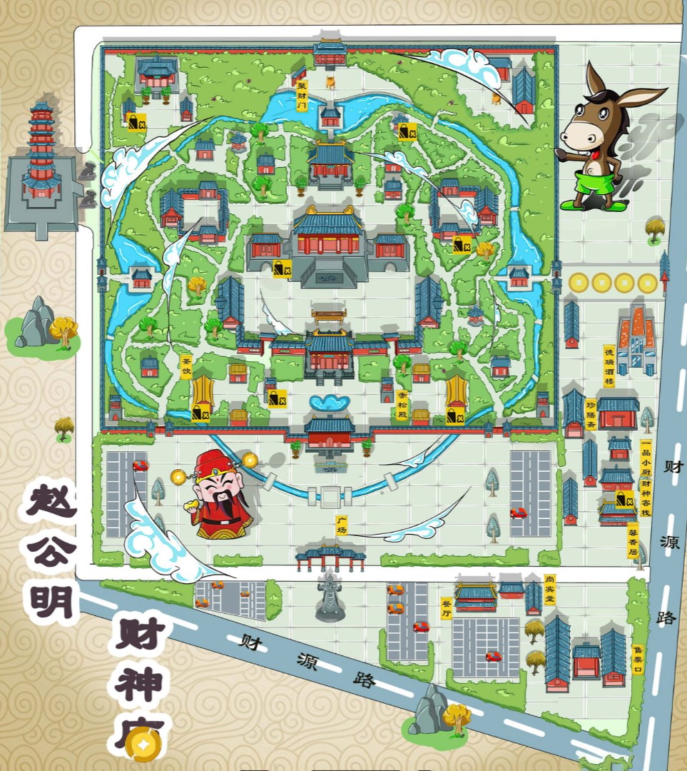 碾子山寺庙类手绘地图